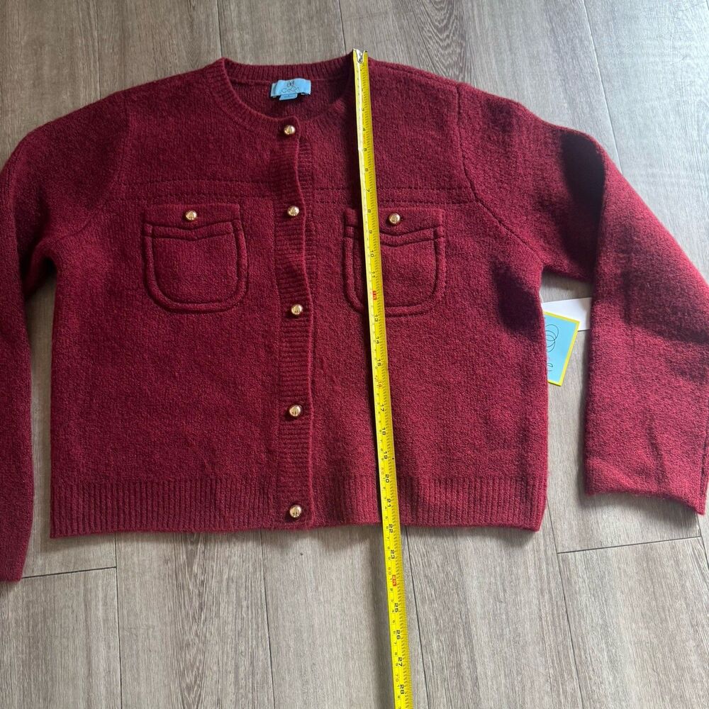 NWT CeCe Red Cardigan Sweater Large Blazer Preppy Office Thick Elegant MP $109 - Picture 9 of 14